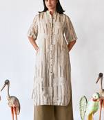 Foggy dew and space grey linen Kurta set