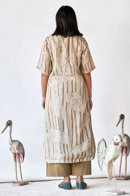Foggy dew and space grey linen Kurta set 3