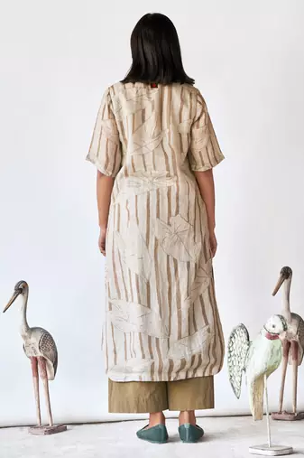 Foggy dew and space grey linen Kurta set