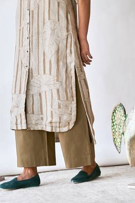 Foggy dew and space grey linen Kurta set 4