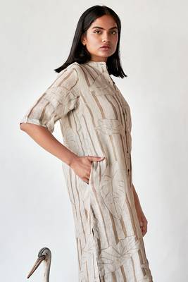 Foggy dew and space grey linen Kurta set 5