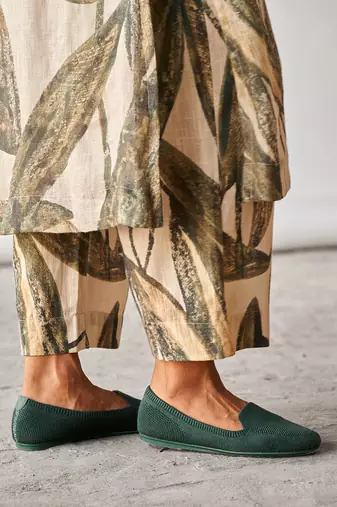 Fog beige and green linen Kurta set