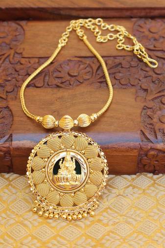 Kerala style gold platted palakka lakshmi necklace