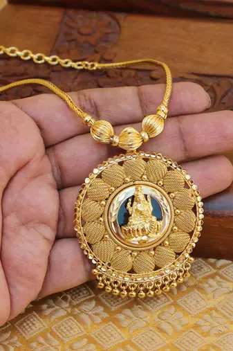 Kerala style gold platted palakka lakshmi necklace