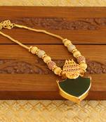 Kerala style gold platted 2 in 1 red and green palakka necklace