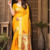 Yellow Zari Woven Silk Blend Paithani Saree With Blouse Piece