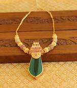Kerala style gold platted 2 in 1 red and green palakka necklace
