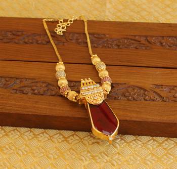 Kerala style gold platted 2 in 1 red and green palakka necklace 3