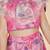 Kids farm girls silk printed &  embellished crop top & palazzo set
