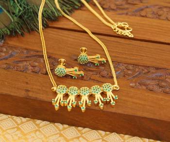 Kerala style gold platted cz necklace set 2
