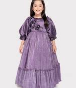 Betty lavender colored satin and shimmer gown for girls
