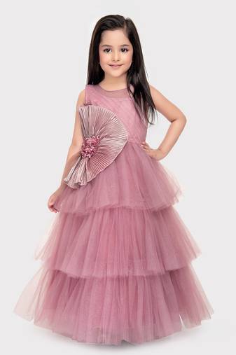Betty orchid colored solid net gown for girls
