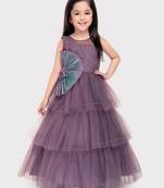 Betty lilac colored solid net gown for girls