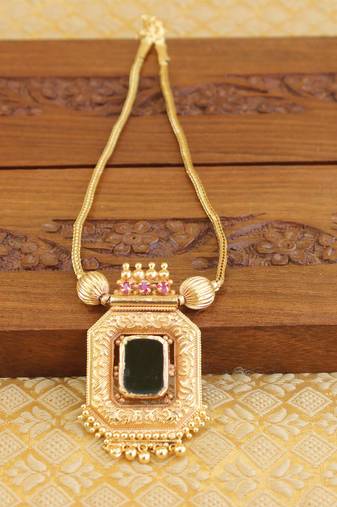 Kerala style gold platted palakka necklace
