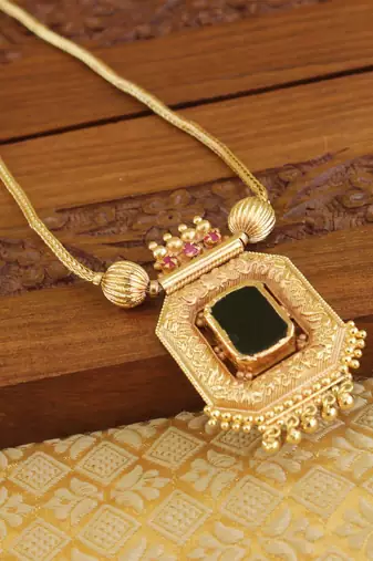 Kerala style gold platted palakka necklace