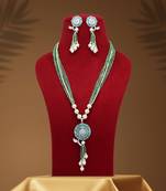 Pista green color american diamond necklace set