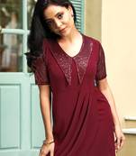 Trendmalls Maroon Liva Western Bodycon Dress Short Sleeve Party Wear Mini Dress