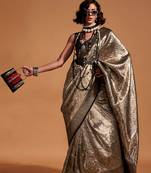 Black Silk Woven Work Saree With Blouse