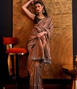 Chocolate Handloom Weaving Silk Woven Work Saree With Blouse