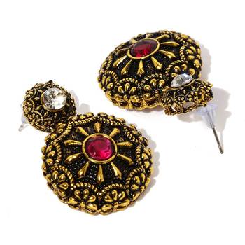 Stefan traditional ethnic lekar gold plated tripple layer multicolor kundan necklace set for women (cj100384) 3