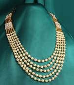 5 layers golden and white glass beads base dulha moti mala haar necklace for men's (ml1108098ggol)