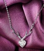deer heart shaped necklace pendant chain with cubic zirconia valentine gift for women (ps1101845r)