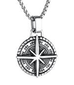 oxidised round pendant cross compass necklace chain for men (ps1101864r)