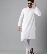 White embroidery sequence work rayon kurtas