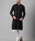 Black embroidery sequence work rayon kurtas