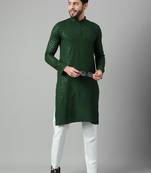Green embroidery sequence work rayon kurtas