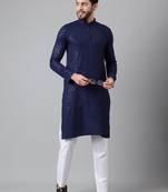 Navy blue embroidery sequence work rayon kurtas