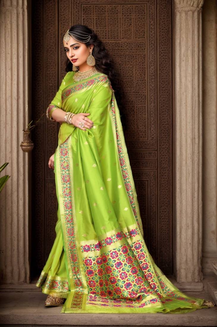 Green Woven Paithani Saree main image 1