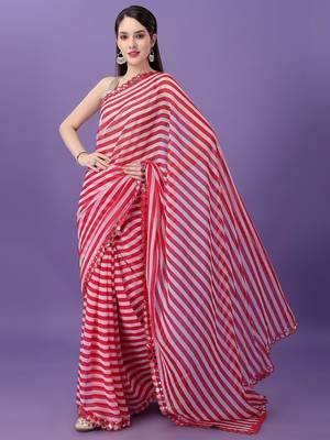Alluring Women'S Multicolor Georgette Light Weight Saree With Lehriya Print 1