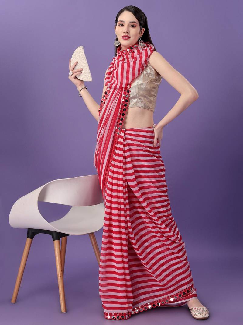 Alluring Women'S Multicolor Georgette Light Weight Saree With Lehriya Print