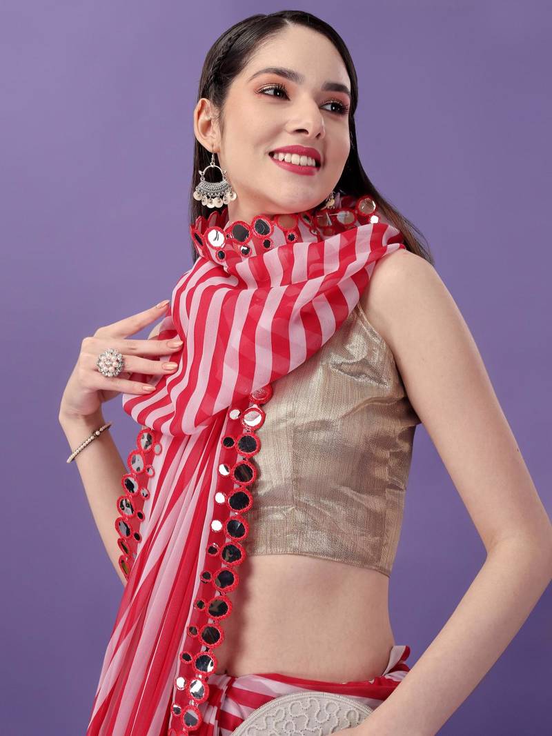 Alluring Women'S Multicolor Georgette Light Weight Saree With Lehriya Print