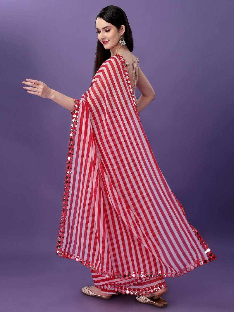 Alluring Women'S Multicolor Georgette Light Weight Saree With Lehriya Print