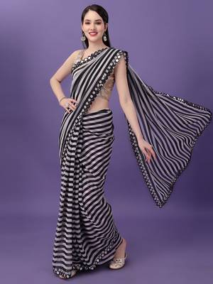 Alluring Women'S Multicolor Georgette Light Weight Saree With Lehriya Print 1