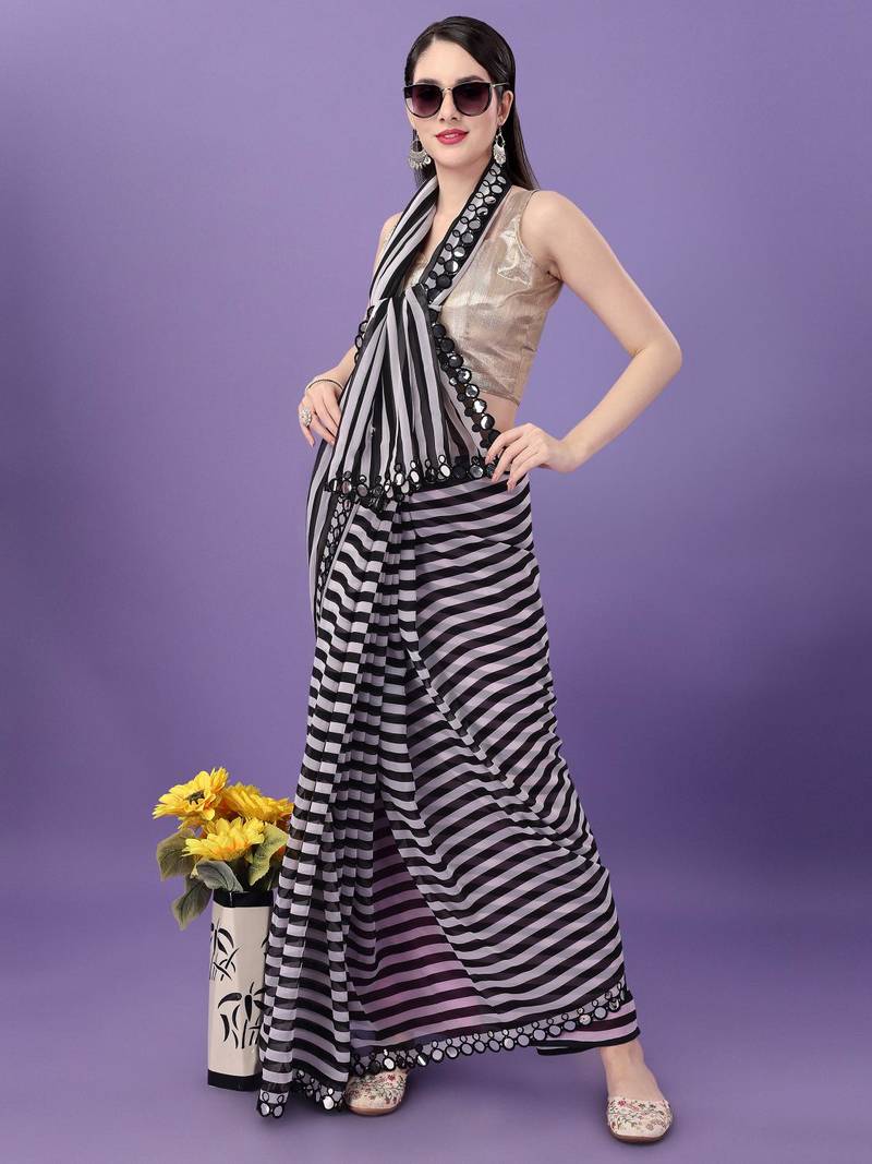 Alluring Women'S Multicolor Georgette Light Weight Saree With Lehriya Print