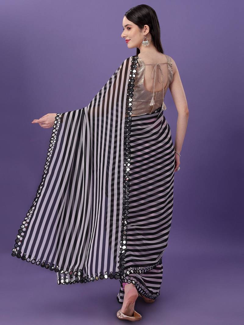 Alluring Women'S Multicolor Georgette Light Weight Saree With Lehriya Print