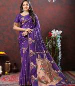 BLUE SOFT PETHANI SILK COPPER ZARI WEAWING MOTIFS AND RICH ZARI SAREE WITH BLOUSE FOR WOMEN