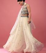 Offwhite Sequience Embroidery Work Georgette Fabric Flared Lehenga Choli With Dupatta.