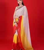 Alluring Women'S Multicolor Georgette Light Weight Saree With Lehriya Print
