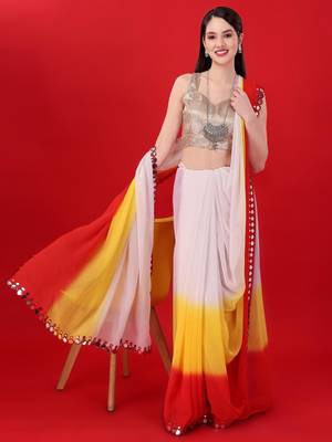 Alluring Women'S Multicolor Georgette Light Weight Saree With Lehriya Print 2
