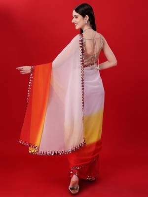 Alluring Women'S Multicolor Georgette Light Weight Saree With Lehriya Print 4