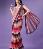 Alluring Women'S Multicolor Georgette Light Weight Saree With Lehriya Print