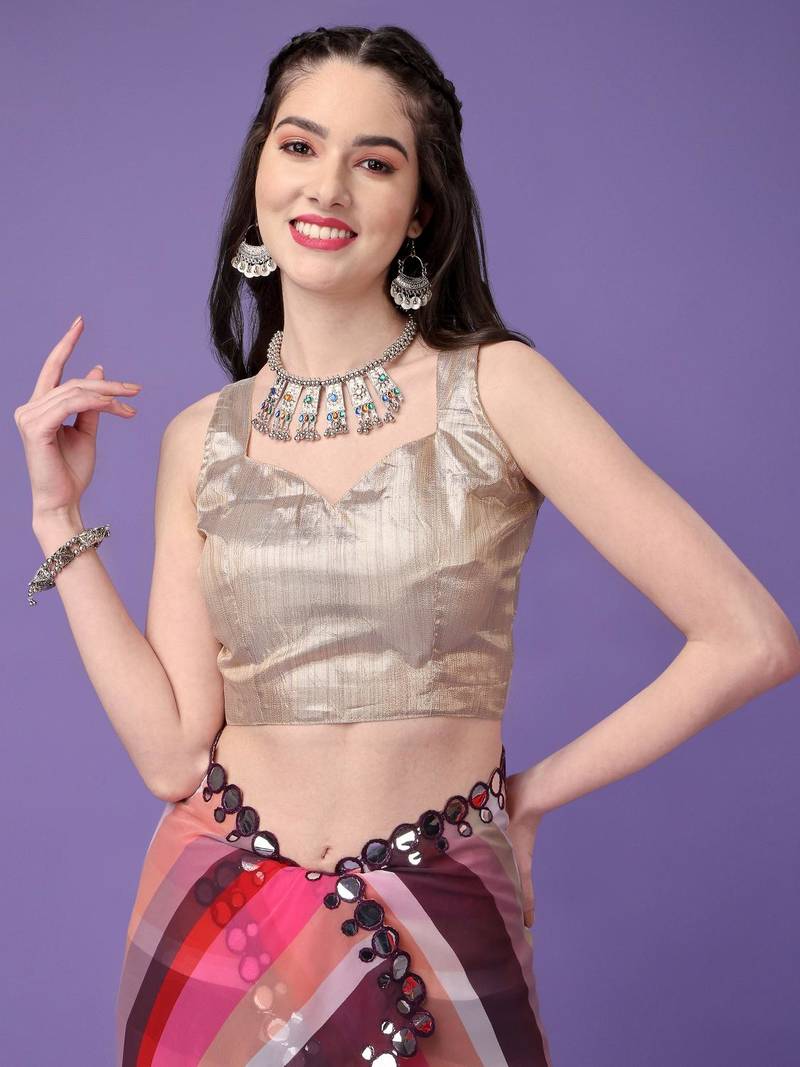 Alluring Women'S Multicolor Georgette Light Weight Saree With Lehriya Print