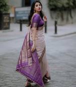  Peach Color Silk Blend Sarees With Blouse