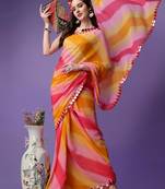 Alluring Women'S Multicolor Georgette Light Weight Saree With Lehriya Print