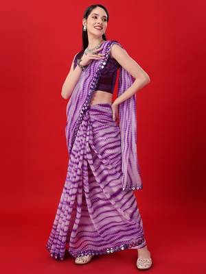 Alluring Women'S Multicolor Georgette Light Weight Saree With Lehriya Print 1