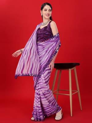 Alluring Women'S Multicolor Georgette Light Weight Saree With Lehriya Print 2